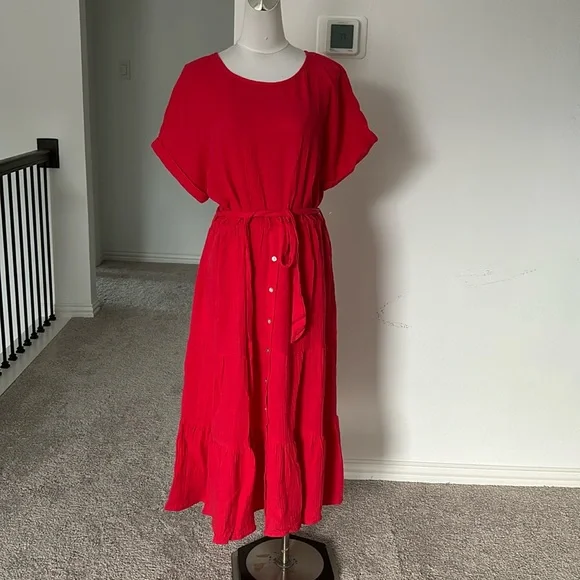 Magaschoni | Dresses | Magaschoni Belted Front Midi Organic Cotton Dress In Cherry Red | Poshmark Magaschoni | Dresses | Magaschoni Belted Front Midi Organic Cotton Dress In Cherry Red | Poshmark